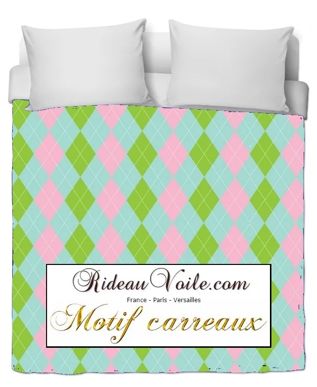 Tissu ameublement motif carreaux Argyle au mètre confection rideau voilage plaid