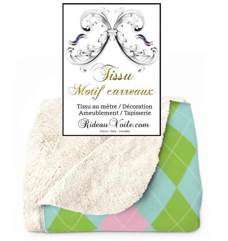 Tissu ameublement motif carreaux Argyle au mètre confection rideau voilage plaid