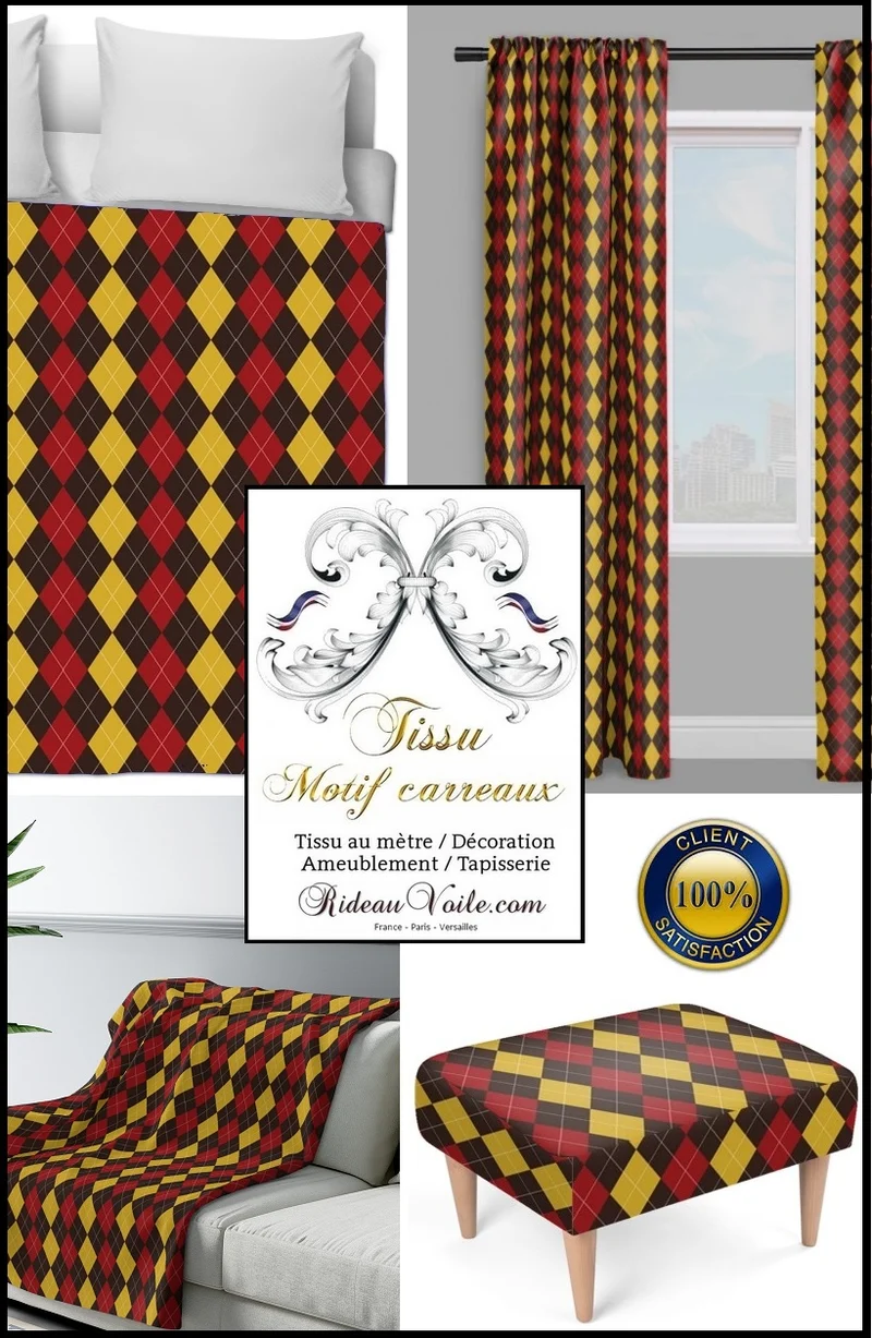 Tissus d'ameublement déco tapisserie Laine carreaux plaid tartan au mètre rideau