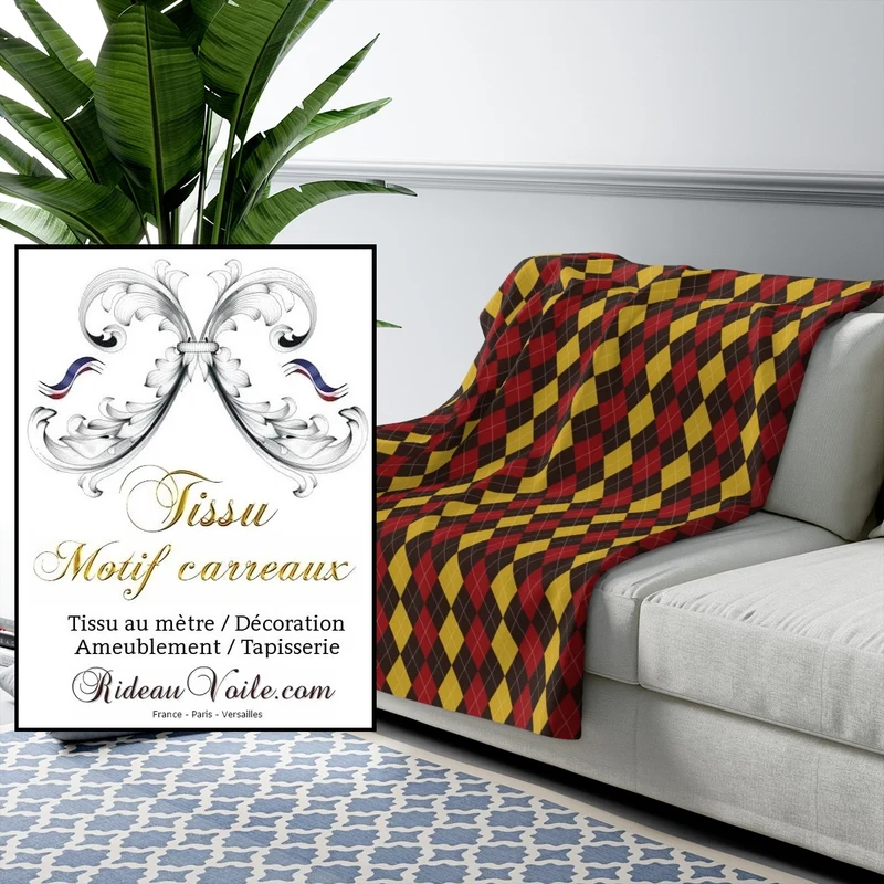 Tissus d'ameublement déco tapisserie Laine carreaux plaid tartan au mètre rideau