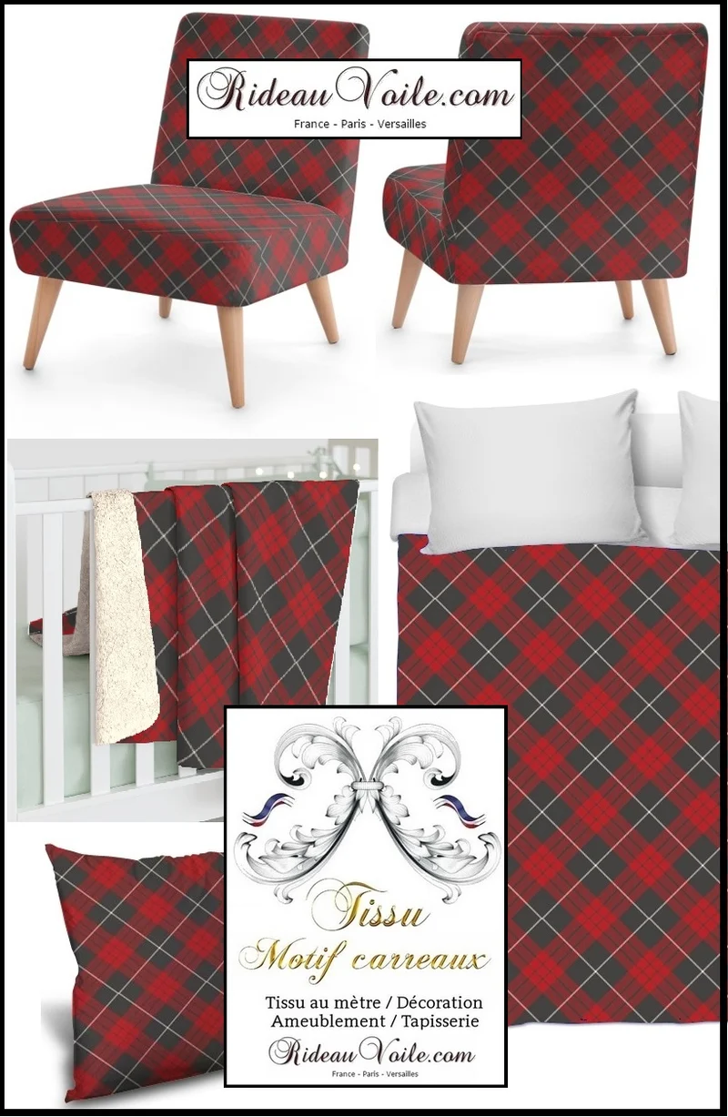 Tissu ameublement tapisserie motif carreaux Tartan au mètre déco rideau voilage plaid