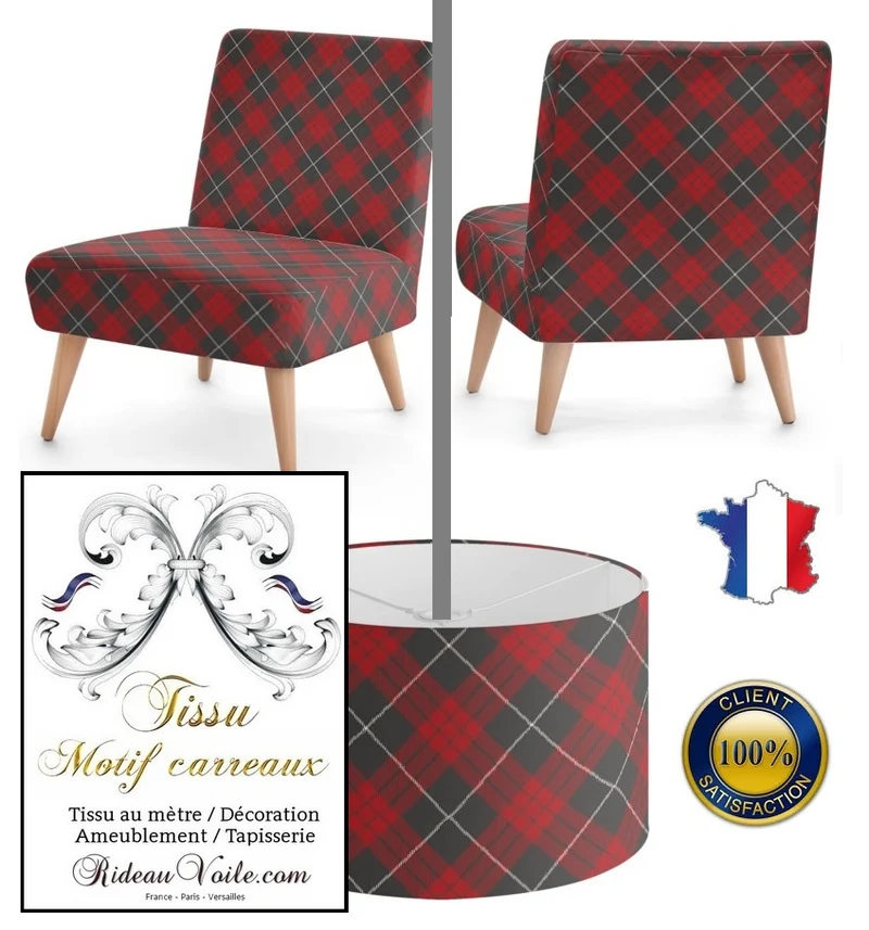 Tissu ameublement tapisserie motif carreaux Tartan au mètre déco rideau voilage plaid