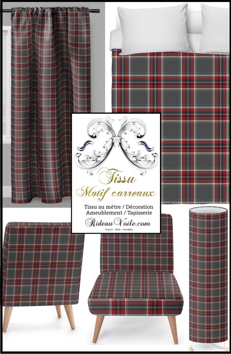 Tissu ameublement tapisserie motif carreaux Tartan au mètre rideau voilage plaid