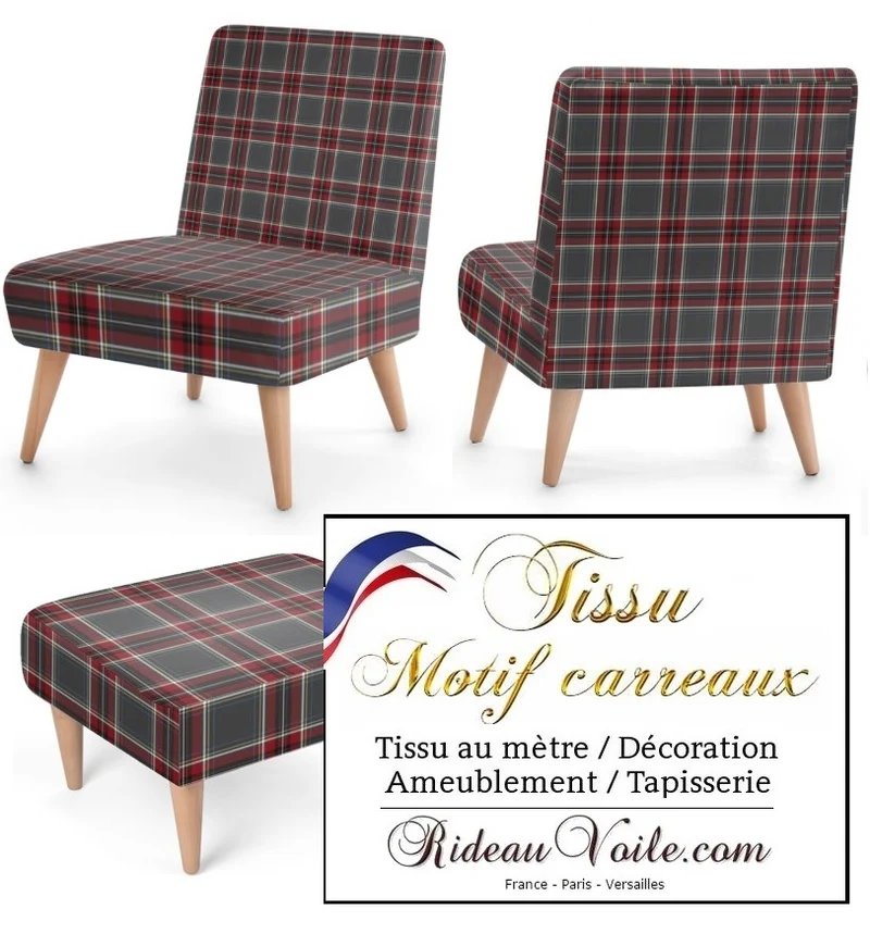 Tissu ameublement tapisserie motif carreaux Tartan au mètre rideau voilage plaid