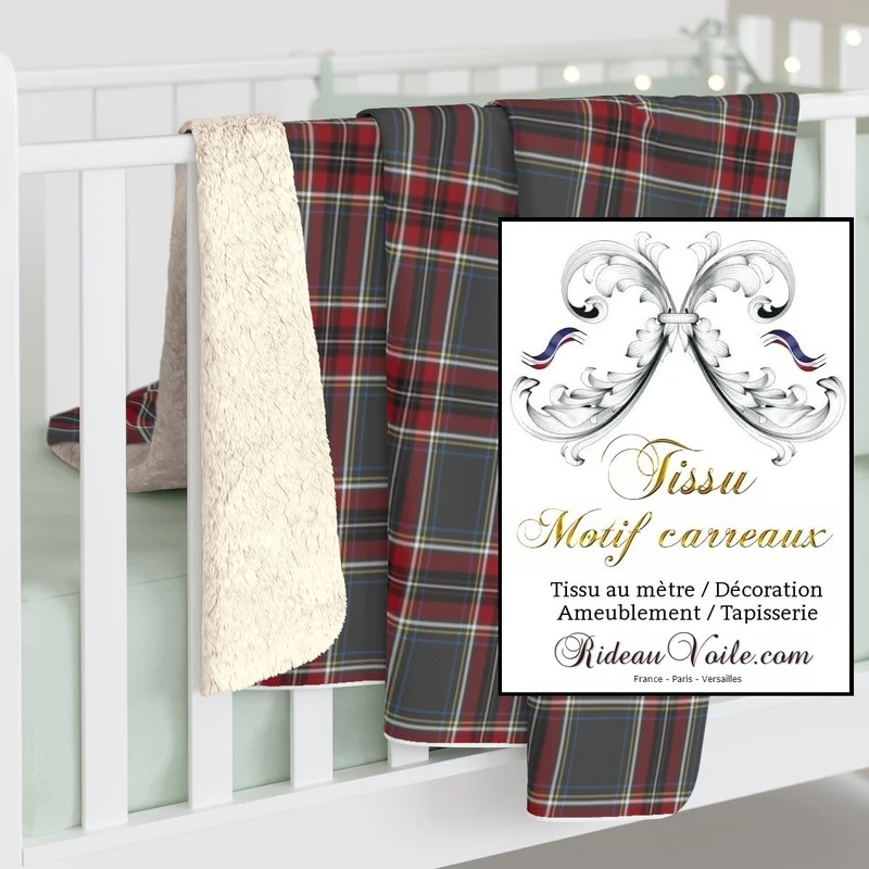 Tissu ameublement tapisserie motif carreaux Tartan au mètre rideau voilage plaid