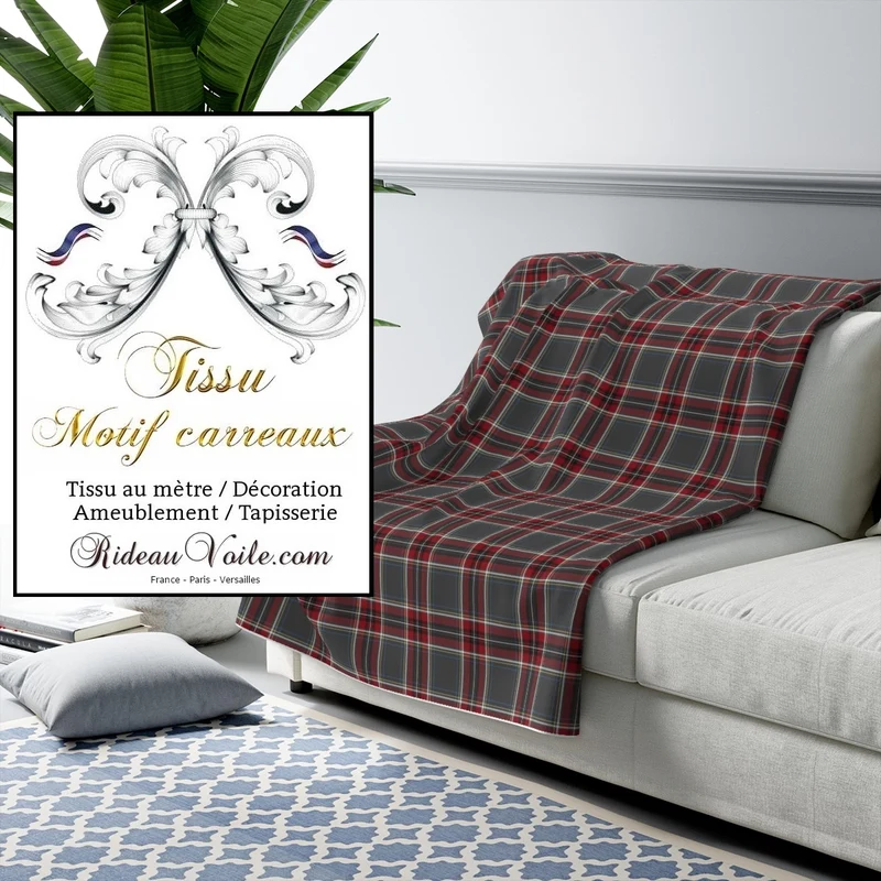 Tissu ameublement tapisserie motif carreaux Tartan au mètre rideau voilage plaid