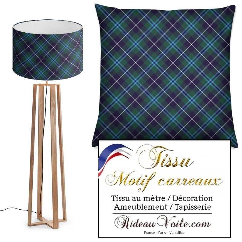 Boutique tissu ameublement tapisserie motif carreaux Tartan au mètre rideau voilage