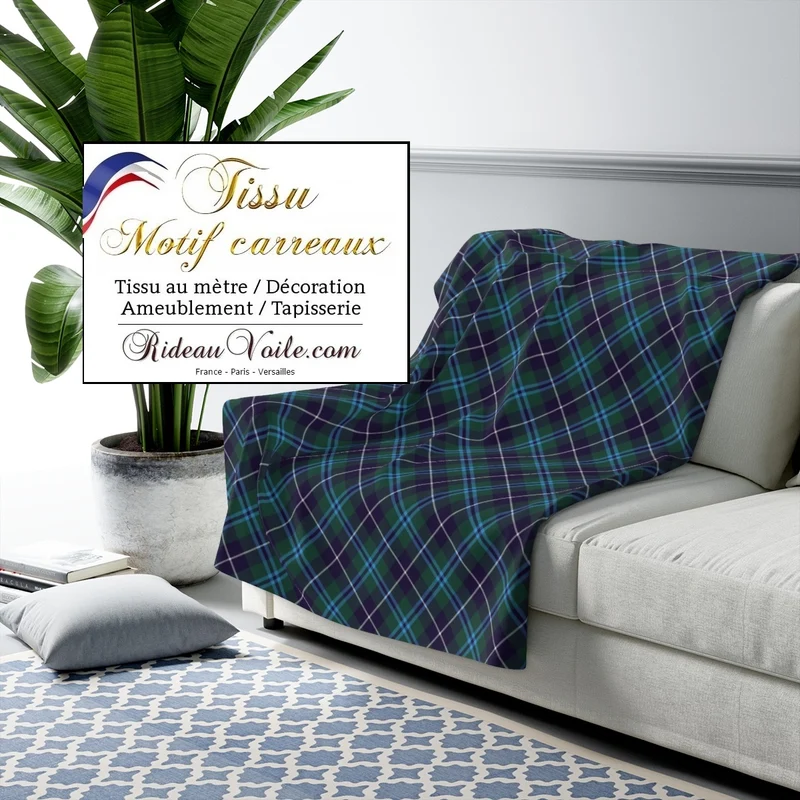 Boutique tissu ameublement tapisserie motif carreaux Tartan au mètre rideau voilage