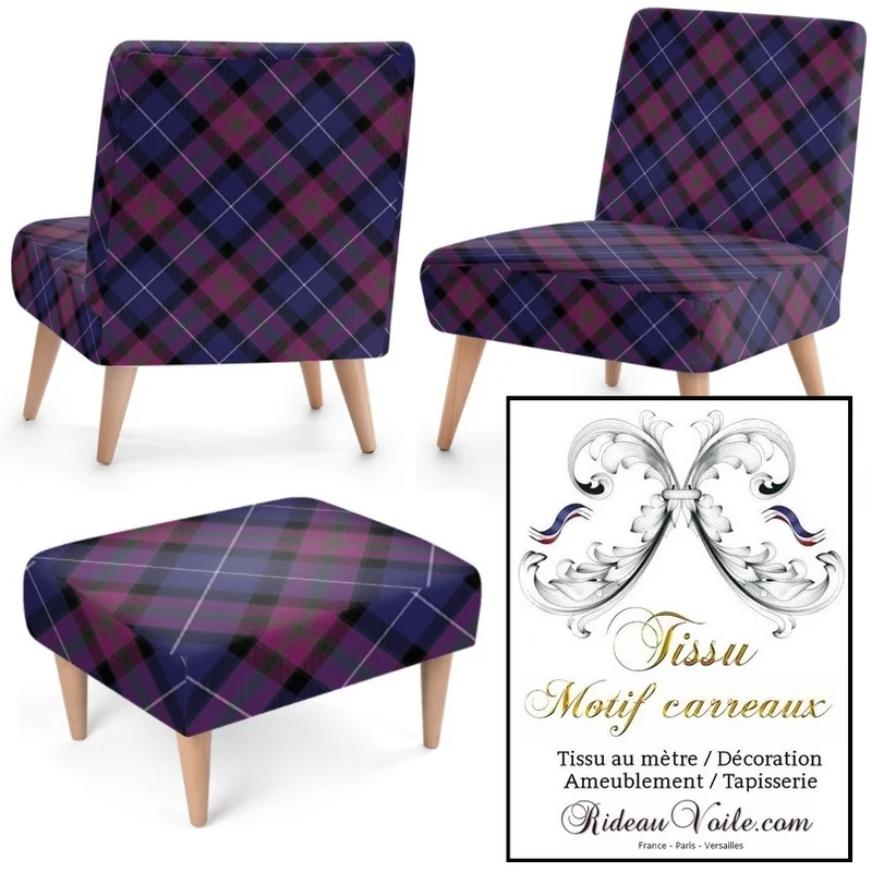 Boutique tissu ameublement déco tapisserie motif carreaux Tartan au mètre rideau voilage