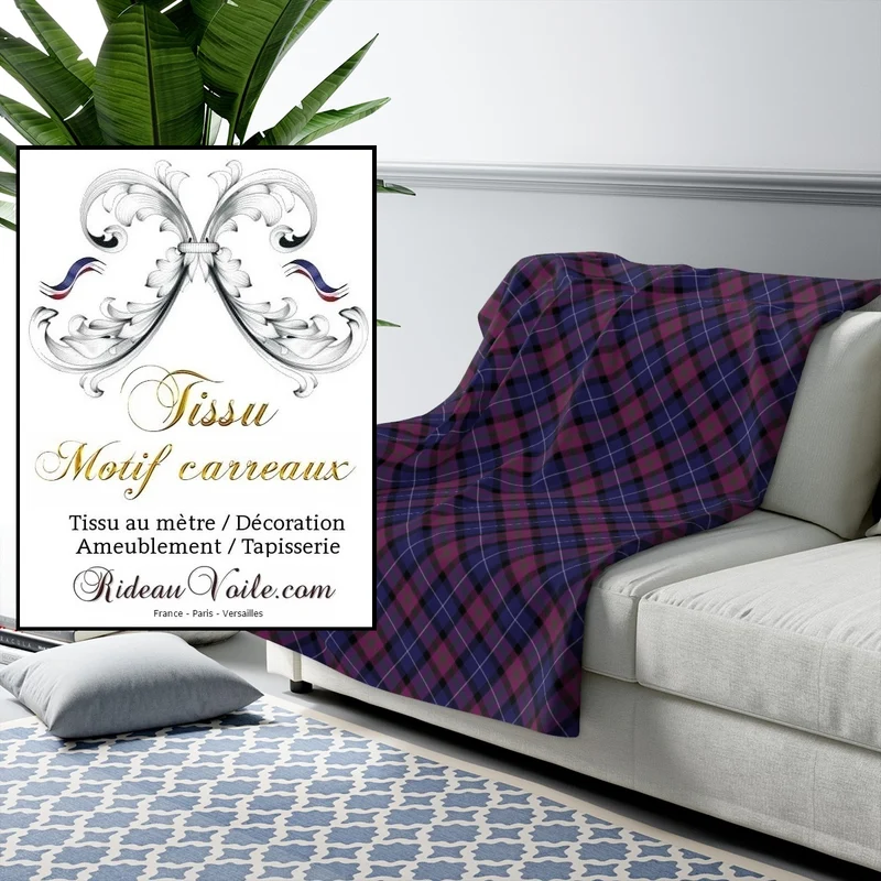Boutique tissu ameublement déco tapisserie motif carreaux Tartan au mètre rideau voilage
