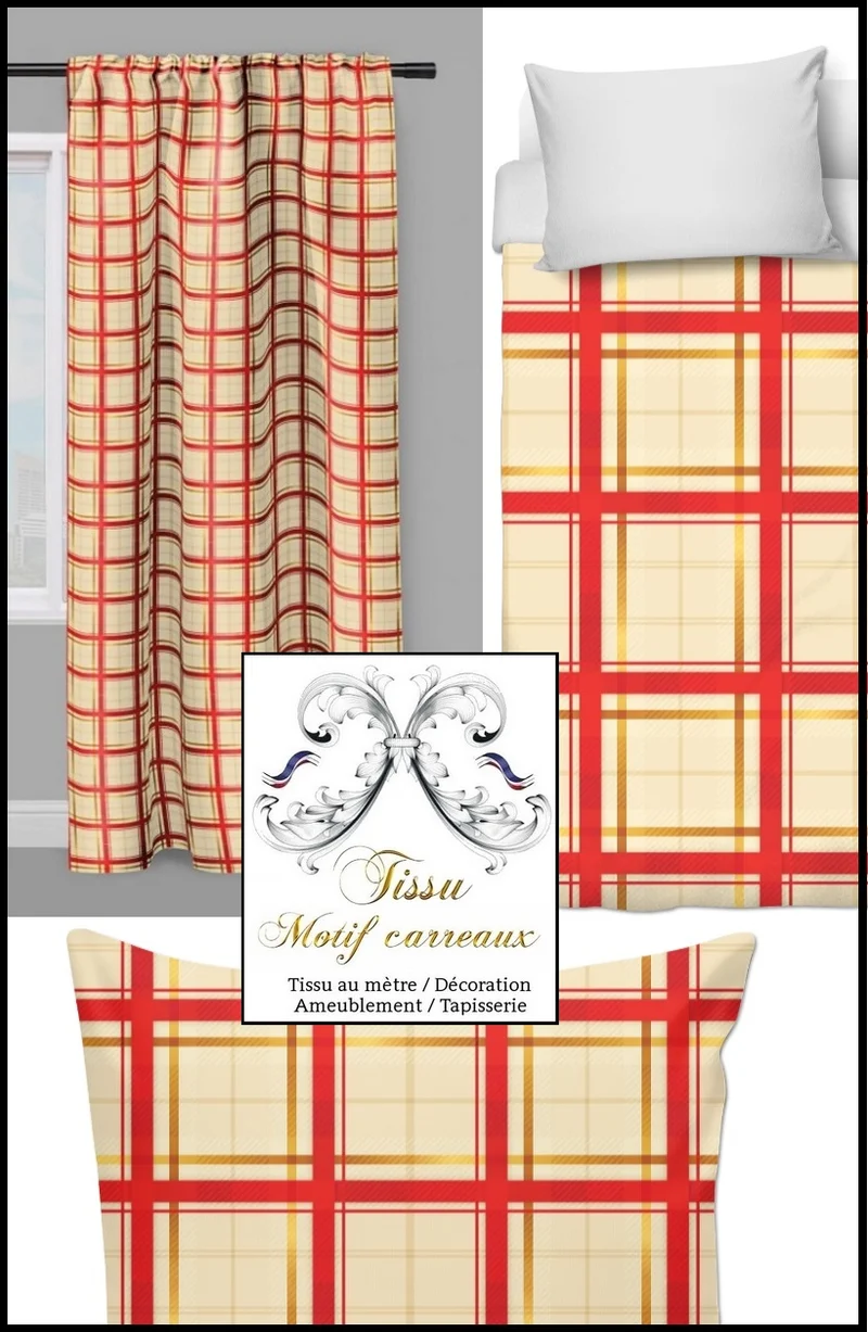 Rideauvoile tissu ameublement motif carreaux Tartan mètre rideau voilage lainage