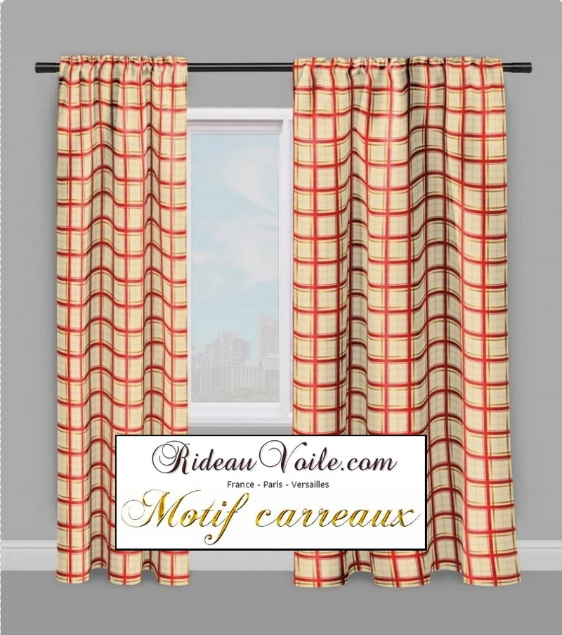 Rideauvoile tissu ameublement motif carreaux Tartan mètre rideau voilage lainage