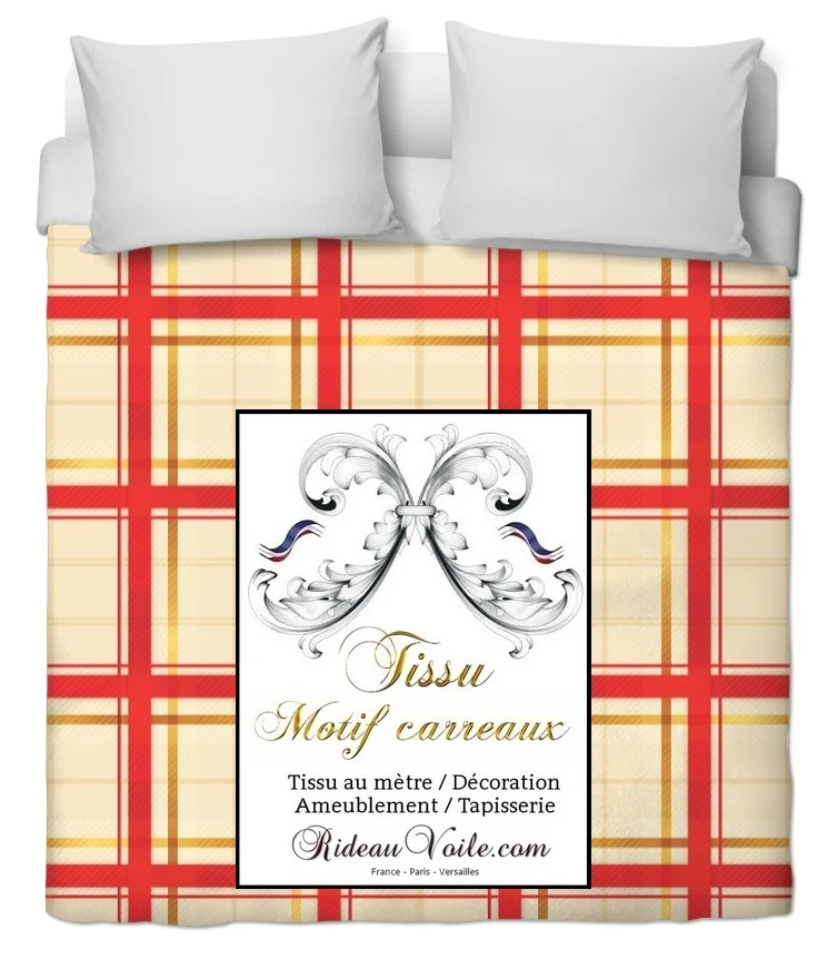 Rideauvoile tissu ameublement motif carreaux Tartan mètre rideau voilage lainage