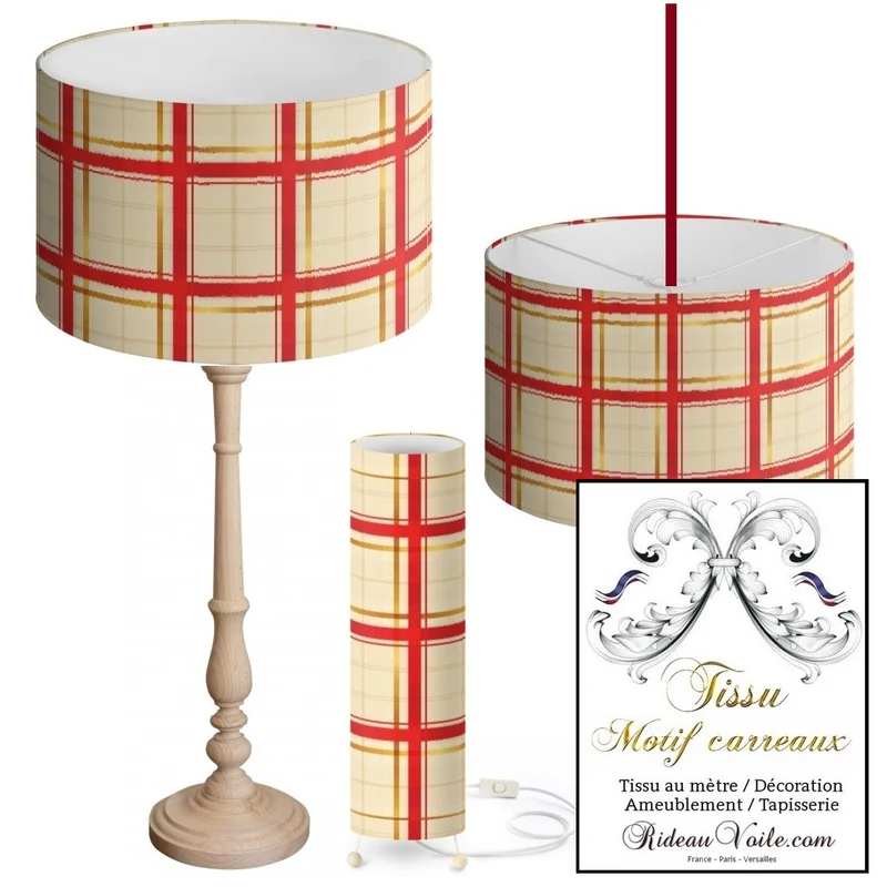 Rideauvoile tissu ameublement motif carreaux Tartan mètre rideau voilage lainage