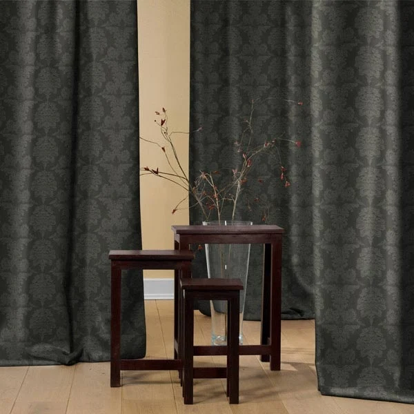 Tissu jacquard Damasco noir ameublement mètre Baroque rideau floral Damassé