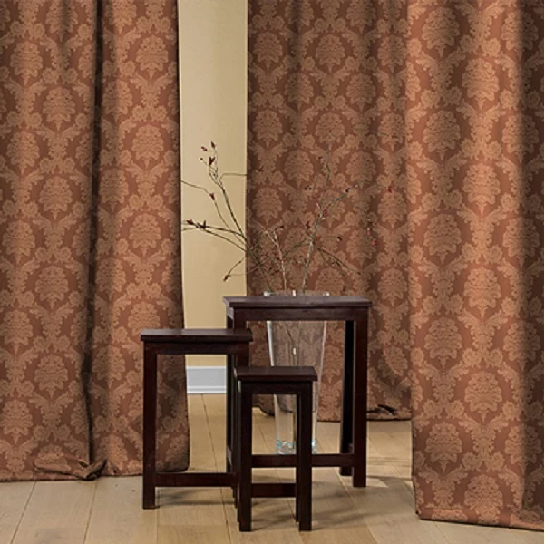 Damasco marron tissu ameublement Baroque rideau floral fleur Damassé