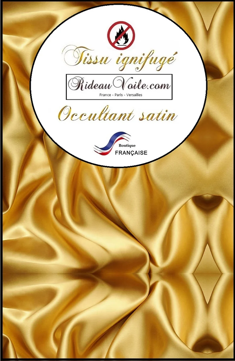 Rideauvoile Satin brillant Or obscurcissant tissu ameublement ignifugé mètre rideau
