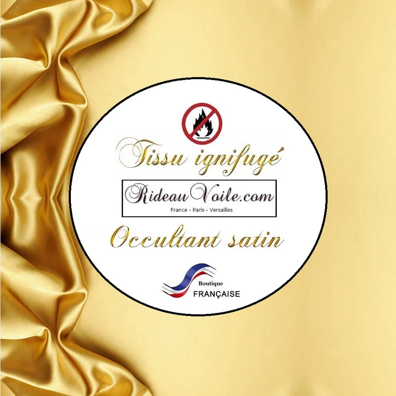 Rideauvoile Satin brillant Or obscurcissant tissu ameublement ignifugé mètre rideau