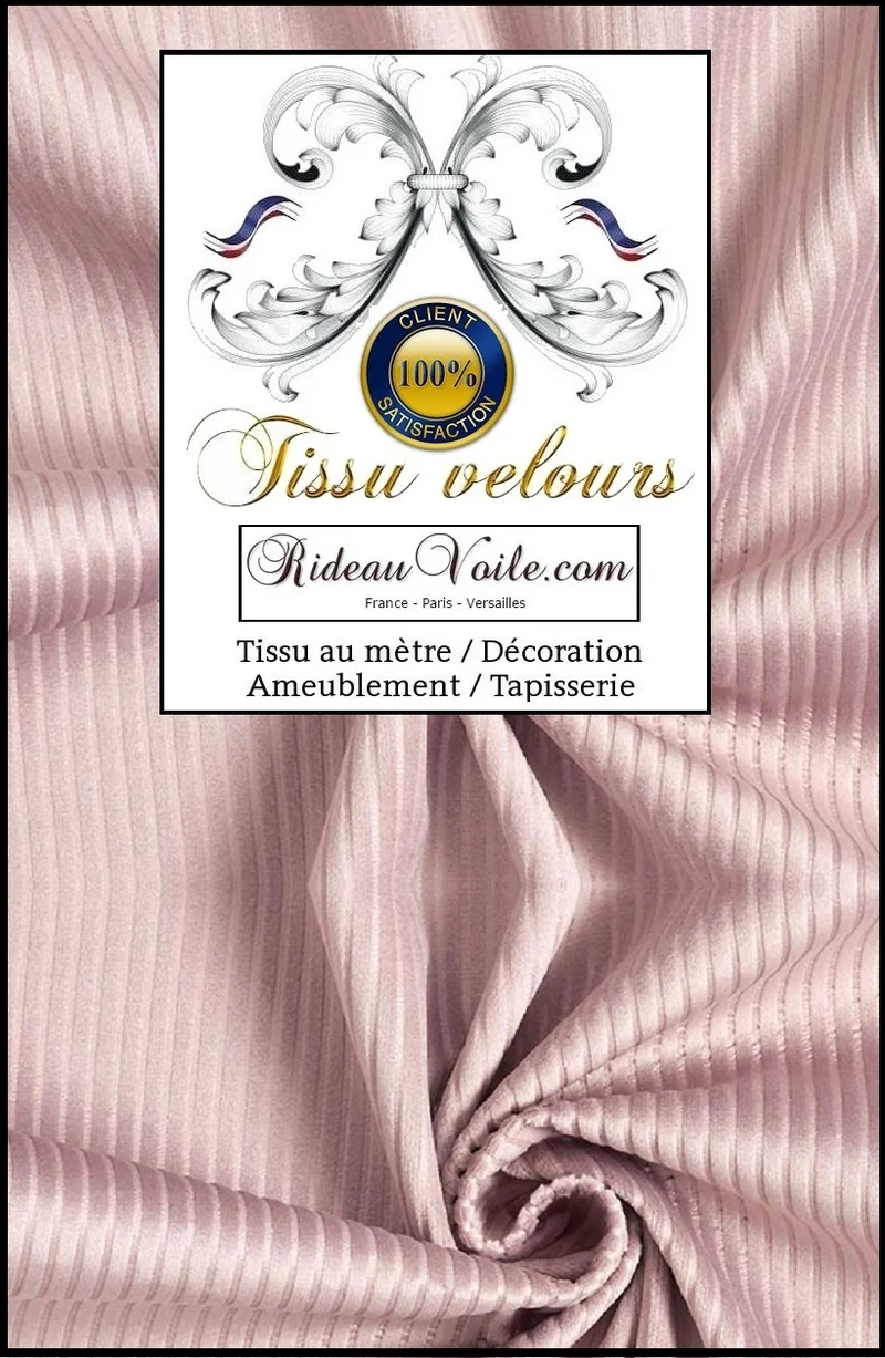 Boutique Paris Versailles tissu velours côtelé mètre ameublement rideau tapisserie rose