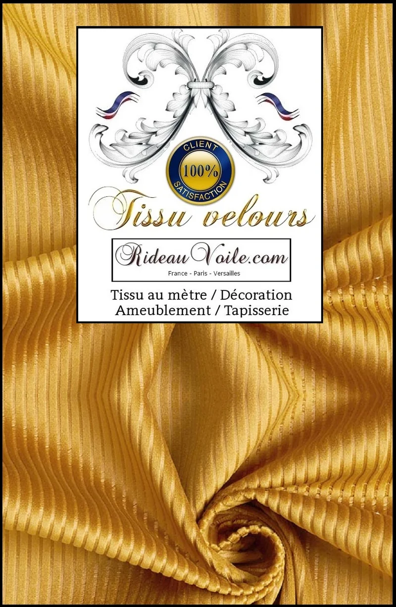Rideauvoile boutique tissu velours côtelé mètre ameublement rideau jaune moutarde