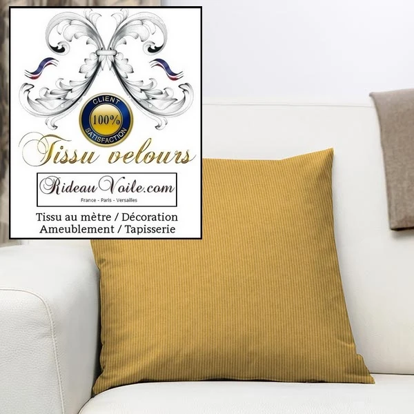Rideauvoile boutique tissu velours côtelé mètre ameublement rideau jaune moutarde