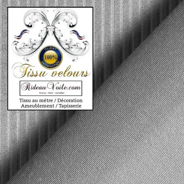 Rideauvoile boutique Tissu velours gris côtelé mètre ameublement rideau store coussin