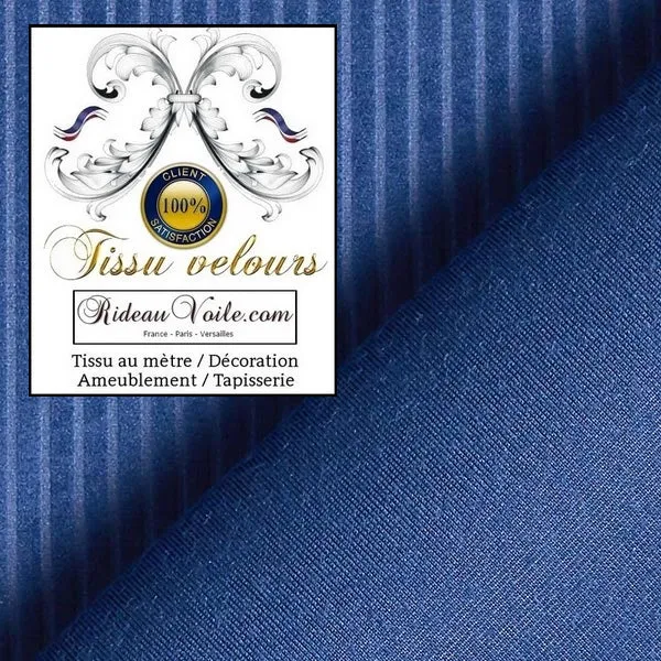 Rideauvoile boutique Tissu velours bleu côtelé mètre ameublement rideau store coussin