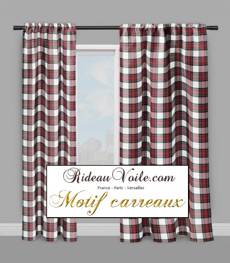 Rideauvoile.com tissu ameublement motif carreaux Tartan mètre rideau voilage lainage