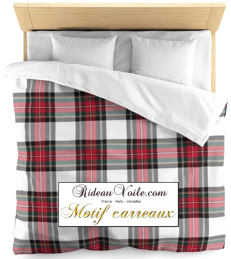 Rideauvoile.com tissu ameublement motif carreaux Tartan mètre rideau voilage lainage