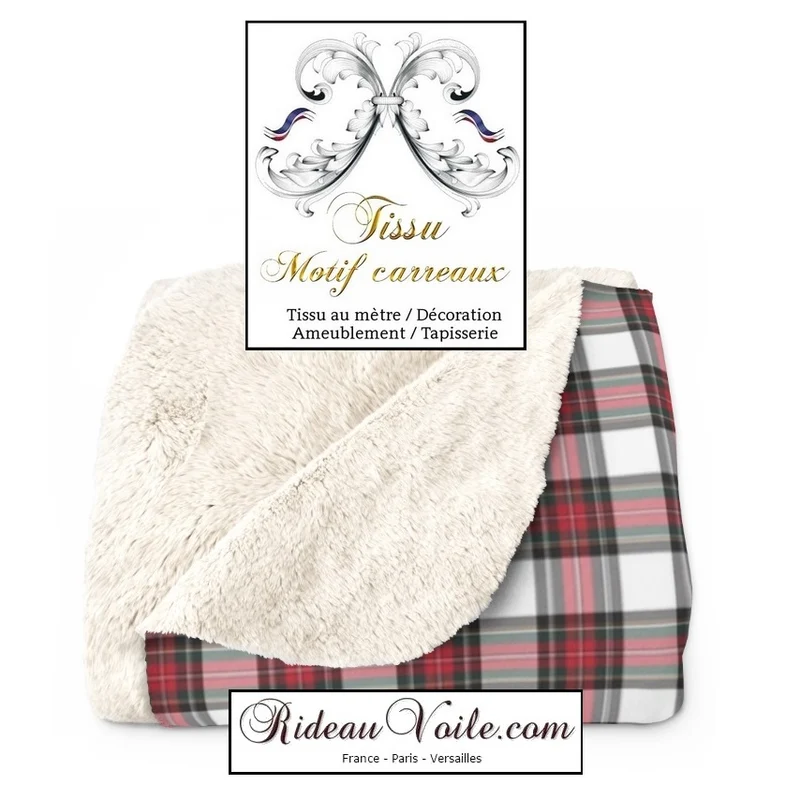 Rideauvoile.com tissu ameublement motif carreaux Tartan mètre rideau voilage lainage