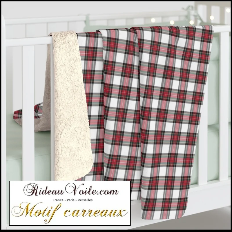 Rideauvoile.com tissu ameublement motif carreaux Tartan mètre rideau voilage lainage