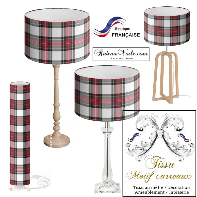 Rideauvoile.com tissu ameublement motif carreaux Tartan mètre rideau voilage lainage