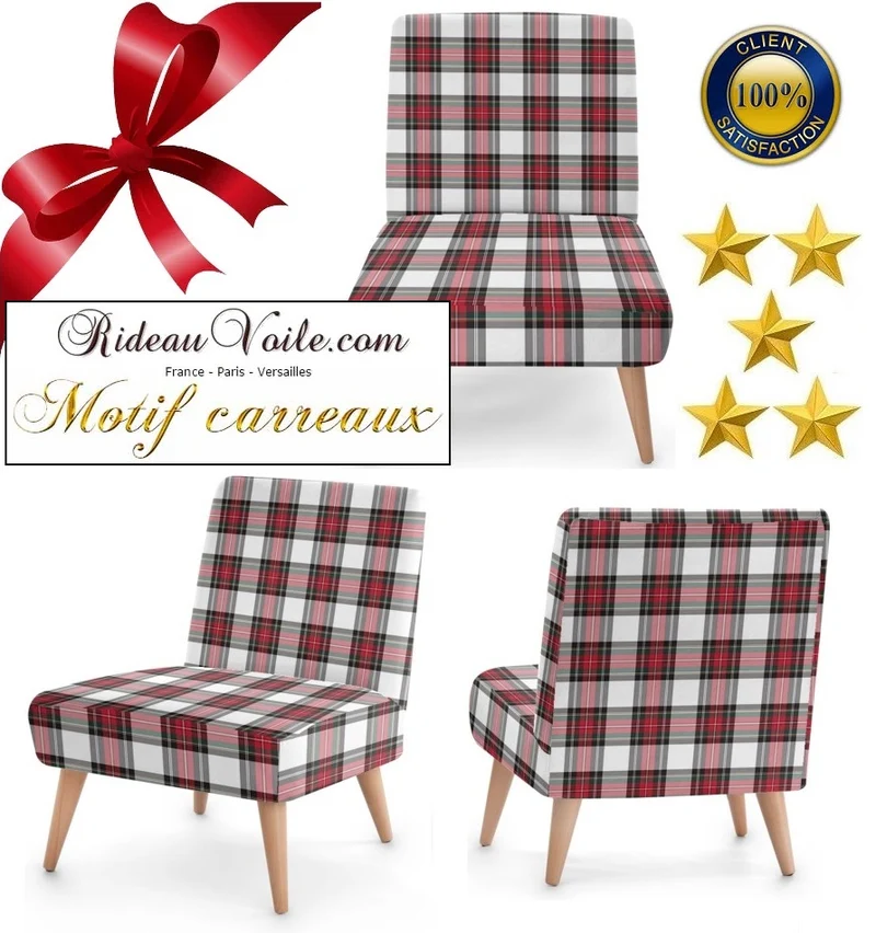 Rideauvoile.com tissu ameublement motif carreaux Tartan mètre rideau voilage lainage