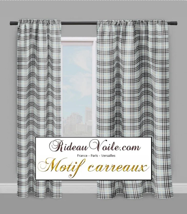 Tissu ameublement motif carreaux déco Tartan bleu mètre rideau voilage plaid