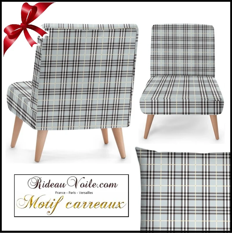 Tissu ameublement motif carreaux déco Tartan bleu mètre rideau voilage plaid