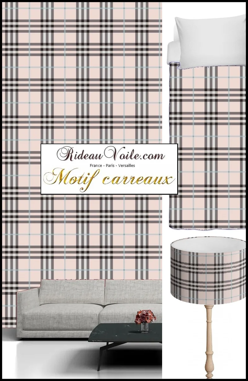 Rideauvoile.com tissu ameublement motif carreaux Tartan mètre rideau voilage lainage
