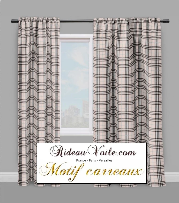 Rideauvoile.com tissu ameublement motif carreaux Tartan mètre rideau voilage lainage