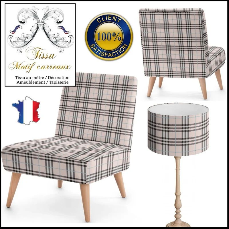 Rideauvoile.com tissu ameublement motif carreaux Tartan mètre rideau voilage lainage