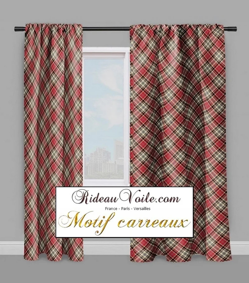 Rideauvoile.com tissu ameublement motif carreaux Tartan mètre rideau voilage lainage
