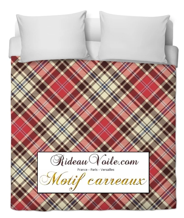 Rideauvoile.com tissu ameublement motif carreaux Tartan mètre rideau voilage lainage