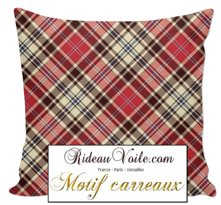 Rideauvoile.com tissu ameublement motif carreaux Tartan mètre rideau voilage lainage