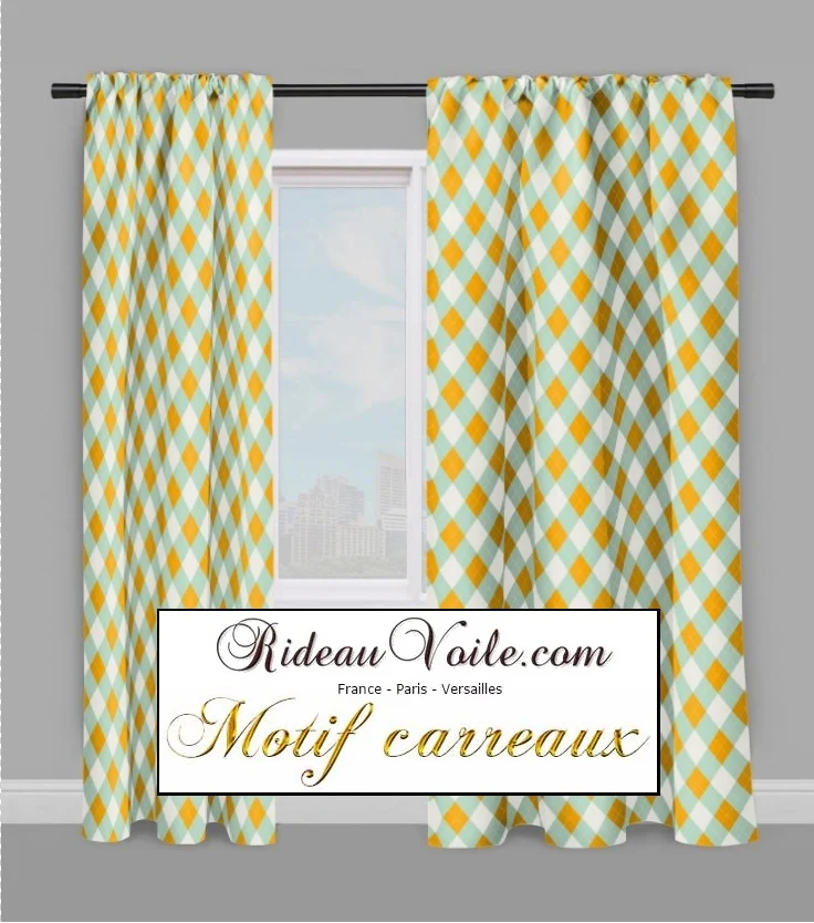 Rideauvoile.com tissu ameublement motif carreaux argyle mètre rideau voilage lainage