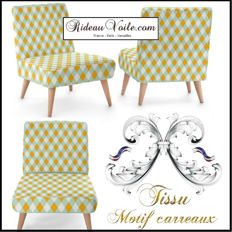 Rideauvoile.com tissu ameublement motif carreaux argyle mètre rideau voilage lainage