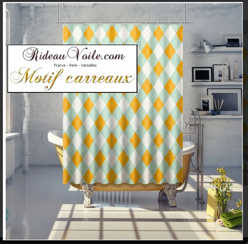 Rideauvoile.com tissu ameublement motif carreaux argyle mètre rideau voilage lainage