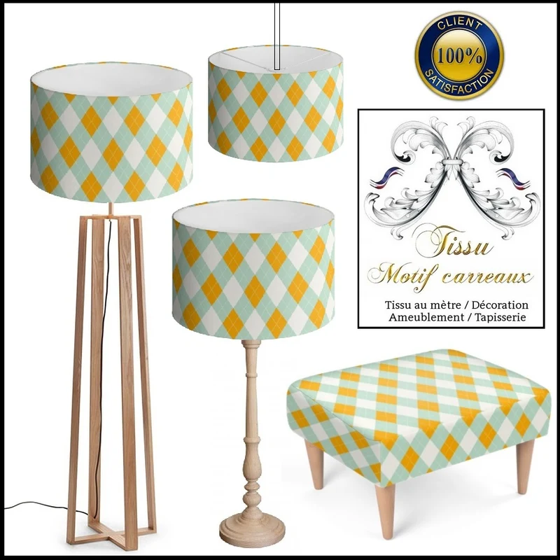 Rideauvoile.com tissu ameublement motif carreaux argyle mètre rideau voilage lainage