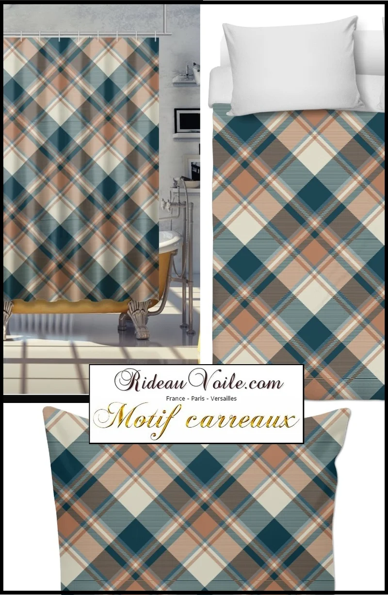 Rideauvoile tissu ameublement motif imprimé carreaux tartan mètre rideau lainage