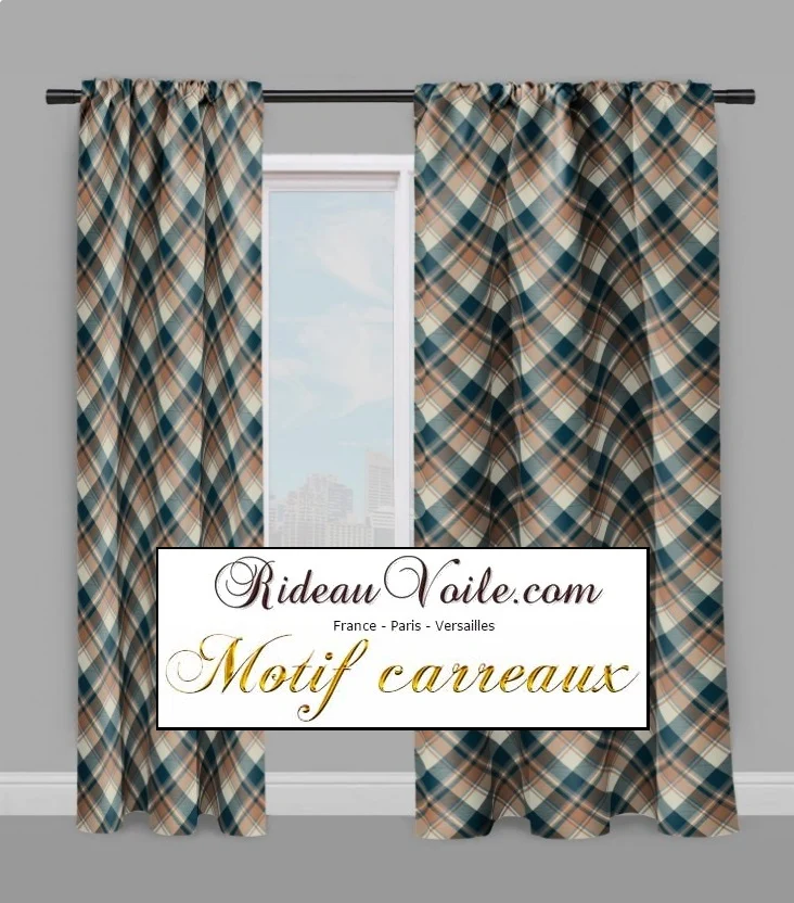 Rideauvoile tissu ameublement motif imprimé carreaux tartan mètre rideau lainage