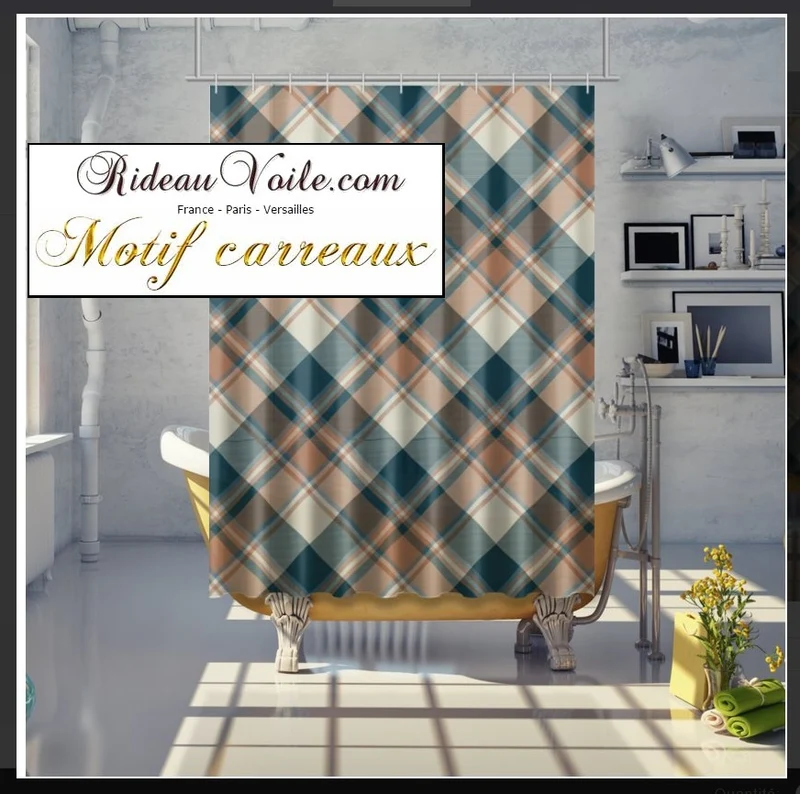 Rideauvoile tissu ameublement motif imprimé carreaux tartan mètre rideau lainage