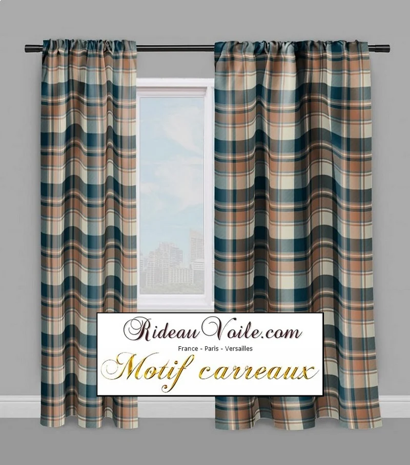 Rideauvoile.com tissu ameublement motif carreaux tartan mètre rideau voilage lainage