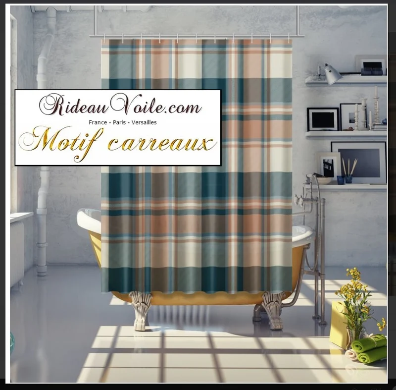 Rideauvoile.com tissu ameublement motif carreaux tartan mètre rideau voilage lainage